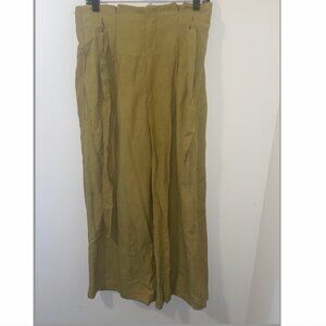 Étophe Studios Olive Green Wide-Leg High-Waist Linen Pants - Size Large